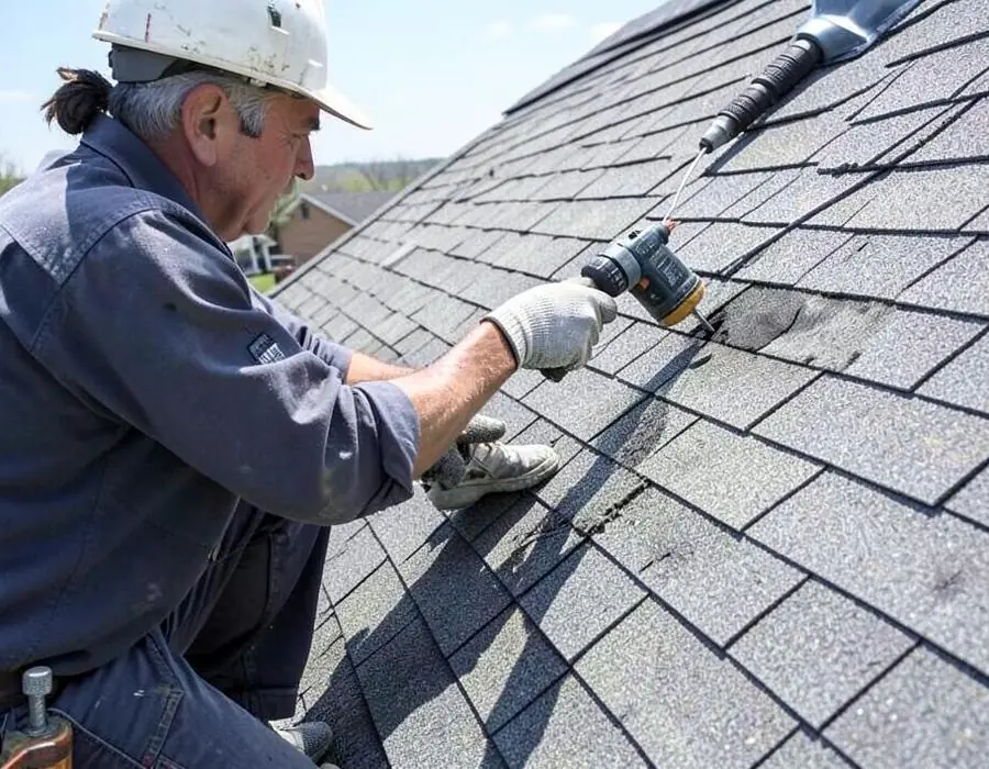 Finished residential roof after storm repairs